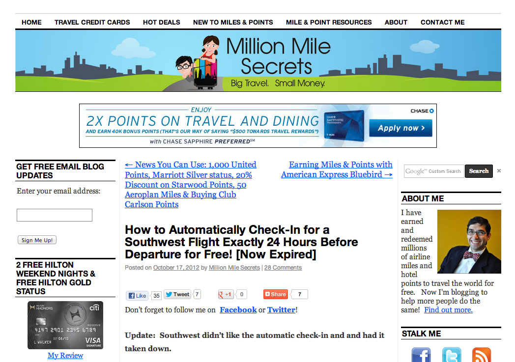 Check In To My Flight Featured on Million Mile Secrets